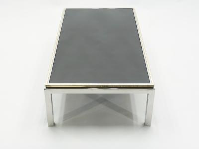 Willy Rizzo Large brass and chrome Coffee Table Willy Rizzo model Flaminia 1970s