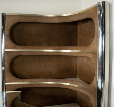 Willy Rizzo Mid Century Modern Suede Bar by Willy Rizzo Italy 1970s