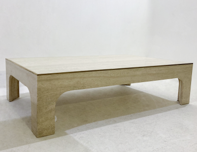 Willy Rizzo Mid Century Modern Travertine Coffee Table by Willy Rizzo Italy 1960s