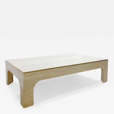 Willy Rizzo Mid Century Modern Travertine Coffee Table by Willy Rizzo Italy 1960s