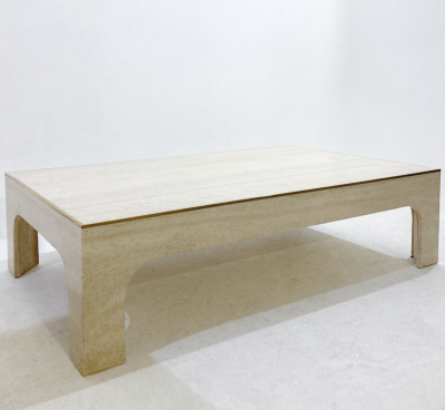 Willy Rizzo Mid Century Modern Travertine Coffee Table by Willy Rizzo Italy 1960s