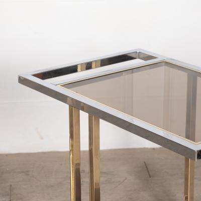 Willy Rizzo Pair of Italian Mid Century Brass Chrome Dessert Trolleys by Willy Rizzo