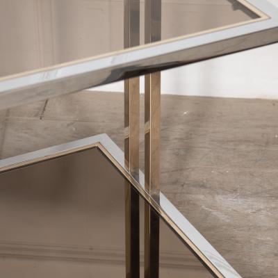 Willy Rizzo Pair of Italian Mid Century Brass Chrome Dessert Trolleys by Willy Rizzo