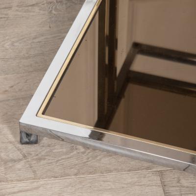 Willy Rizzo Pair of Italian Mid Century Brass Chrome Dessert Trolleys by Willy Rizzo