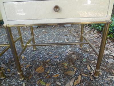 Willy Rizzo Pair of Italian Modern Brass and Lacquered Tables Attributed to Willy Rizzo
