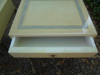 Willy Rizzo Pair of Italian Modern Brass and Lacquered Tables Attributed to Willy Rizzo