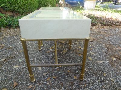 Willy Rizzo Pair of Italian Modern Brass and Lacquered Tables Attributed to Willy Rizzo