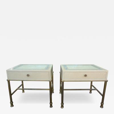 Willy Rizzo Pair of Italian Modern Brass and Lacquered Tables Attributed to Willy Rizzo