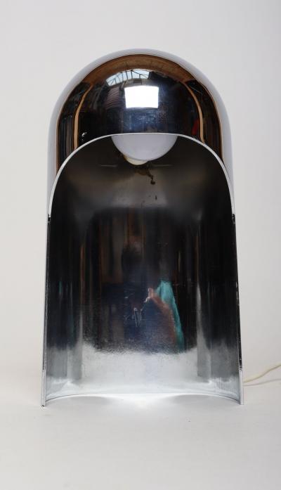 Willy Rizzo Pair of Italian Modern Space Age Sculptural Chrome Helmet Table Lamps