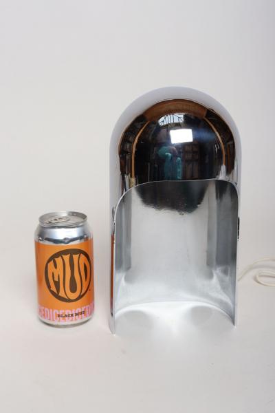 Willy Rizzo Pair of Italian Modern Space Age Sculptural Chrome Helmet Table Lamps