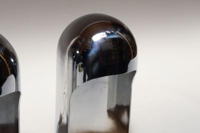 Willy Rizzo Pair of Italian Modern Space Age Sculptural Chrome Helmet Table Lamps
