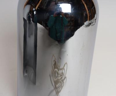 Willy Rizzo Pair of Italian Modern Space Age Sculptural Chrome Helmet Table Lamps