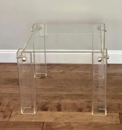 Willy Rizzo Rare French Prototype Mid Century Modern Coffee or End Table in Lucite Glass