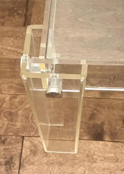 Willy Rizzo Rare French Prototype Mid Century Modern Coffee or End Table in Lucite Glass
