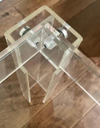 Willy Rizzo Rare French Prototype Mid Century Modern Coffee or End Table in Lucite Glass