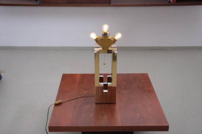 Willy Rizzo Rare Lumica Table Lamp in Brass in the manner of Willy Rizzo