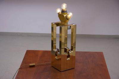 Willy Rizzo Rare Lumica Table Lamp in Brass in the manner of Willy Rizzo