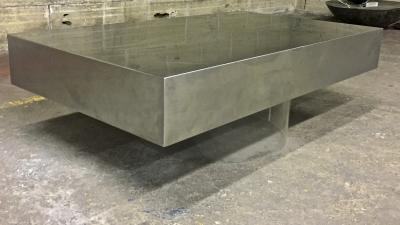 Willy Rizzo Style of Willy Rizzo Pure Design Brushed Steel Table with Lucite Lightening Base