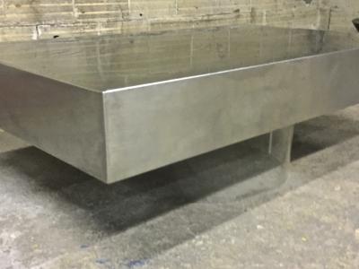 Willy Rizzo Style of Willy Rizzo Pure Design Brushed Steel Table with Lucite Lightening Base