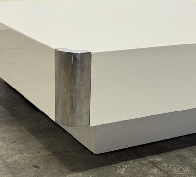 Willy Rizzo White Lacquer Coffee Table Attributed to Willy Rizzo