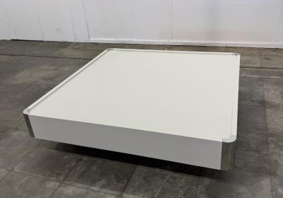 Willy Rizzo White Lacquer Coffee Table Attributed to Willy Rizzo