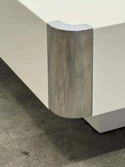 Willy Rizzo White Lacquer Coffee Table Attributed to Willy Rizzo