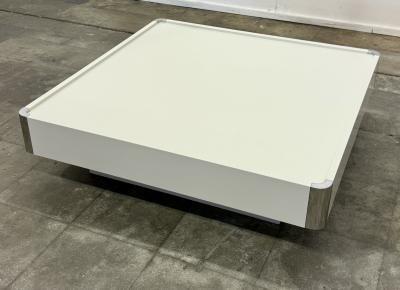 Willy Rizzo White Lacquer Coffee Table Attributed to Willy Rizzo