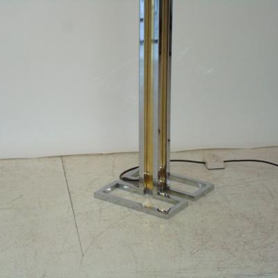 Willy Rizzo Willy Rizzo Chrome and Brass Floor Lamp on Geometric Base