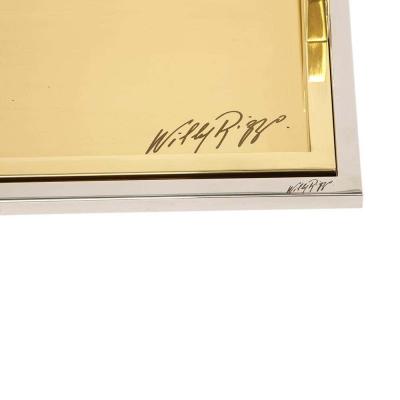 Willy Rizzo Willy Rizzo Drink Trays Brass Polished Stainless Steel Signed