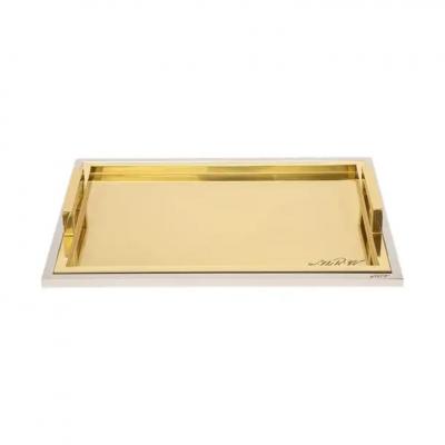 Willy Rizzo Willy Rizzo Drink Trays Brass Polished Stainless Steel Signed