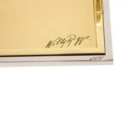 Willy Rizzo Willy Rizzo Drink Trays Brass Polished Stainless Steel Signed
