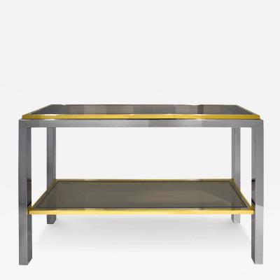 Willy Rizzo Willy Rizzo Flaminia Console Table in Chrome and Brass 1970s Signed 