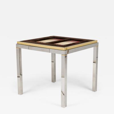 Willy Rizzo Willy Rizzo Italian Mid Century Chrome and Brass Game Table