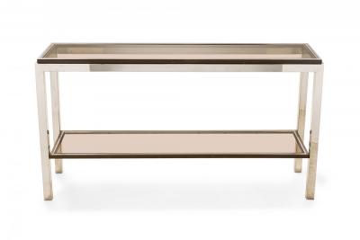 Willy Rizzo Willy Rizzo Italian Mid Century Glass and Chrome Two Tier Console Table