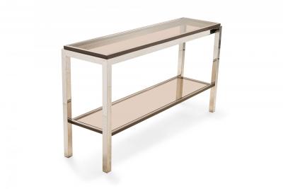 Willy Rizzo Willy Rizzo Italian Mid Century Glass and Chrome Two Tier Console Table