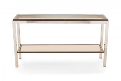 Willy Rizzo Willy Rizzo Italian Mid Century Glass and Chrome Two Tier Console Table