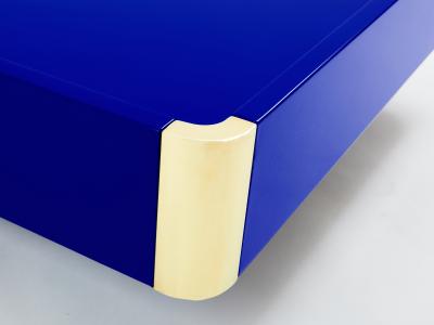 Willy Rizzo Willy Rizzo Majorelle blue lacquer and brass coffee table 1970s