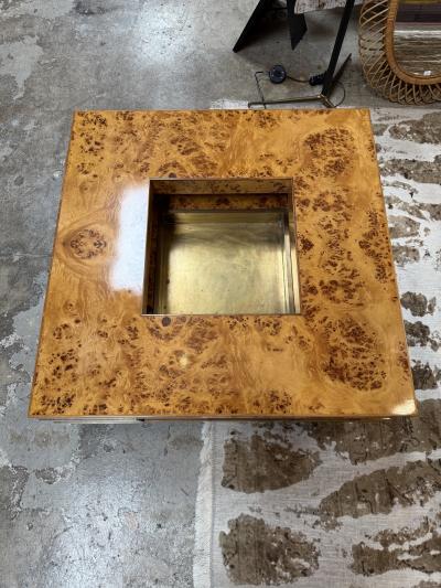 Willy Rizzo Willy Rizzo Mid Century Burl Wood Coffee Table