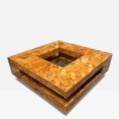 Willy Rizzo Willy Rizzo Mid Century Burl Wood Coffee Table