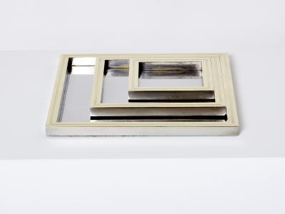 Willy Rizzo Willy Rizzo Nesting Trays serving pieces in steel and brass 1970s