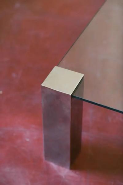 Willy Rizzo Willy Rizzo coffee table in chromed metal and dark glass 