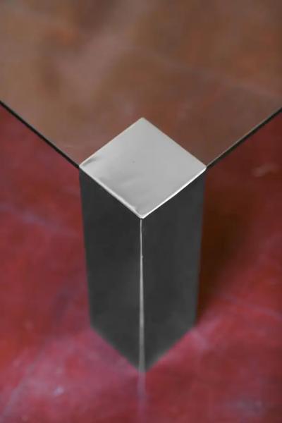 Willy Rizzo Willy Rizzo coffee table in chromed metal and dark glass 
