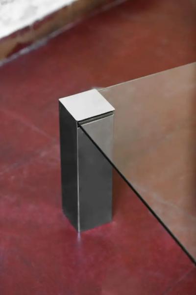 Willy Rizzo Willy Rizzo coffee table in chromed metal and dark glass 