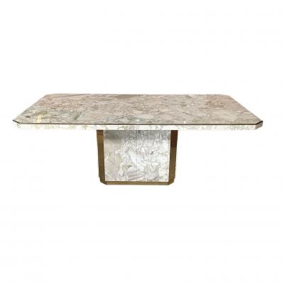Willy Rizzo Willy Rizzo for Jean Charles Italian Marble Brass Dining Table 1960