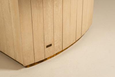 Willy Rizzo Willy Rizzo for Jean Charles Travertine and Brass Dining Table France 1970s