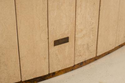 Willy Rizzo Willy Rizzo for Jean Charles Travertine and Brass Dining Table France 1970s