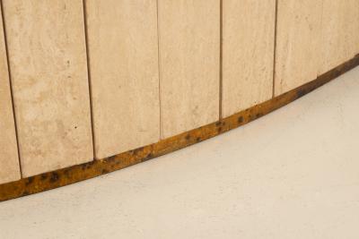 Willy Rizzo Willy Rizzo for Jean Charles Travertine and Brass Dining Table France 1970s