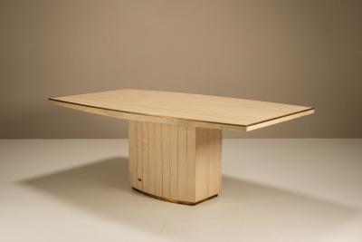 Willy Rizzo Willy Rizzo for Jean Charles Travertine and Brass Dining Table France 1970s