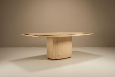 Willy Rizzo Willy Rizzo for Jean Charles Travertine and Brass Dining Table France 1970s