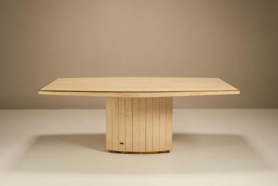 Willy Rizzo Willy Rizzo for Jean Charles Travertine and Brass Dining Table France 1970s